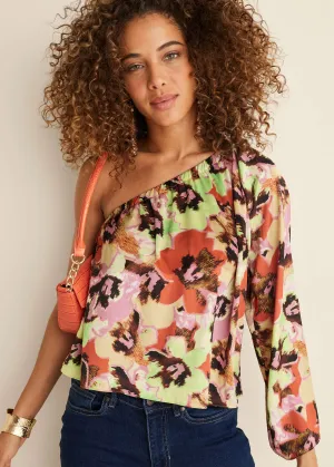 One Shoulder Top - Blurred Bouquet