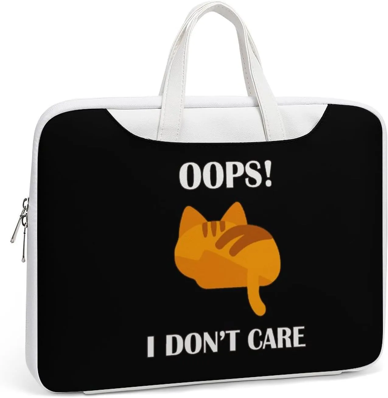 Oops Dont Care Cat Leather Bag Laptop Case Slim Water Resistant Computer Bags with Handle Briefcase for Work