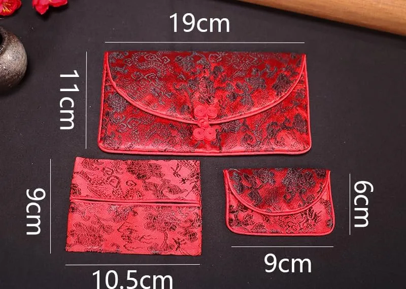 OUSIKA Chinese knot Silk Brocade Zipper 3 Sets Bags Women Travel Jewelry Cosmetic Packaging Bags Coin Purses Credit Card Holders Paper handkerchief Pouches ?) Bags (Color : Mixed color)