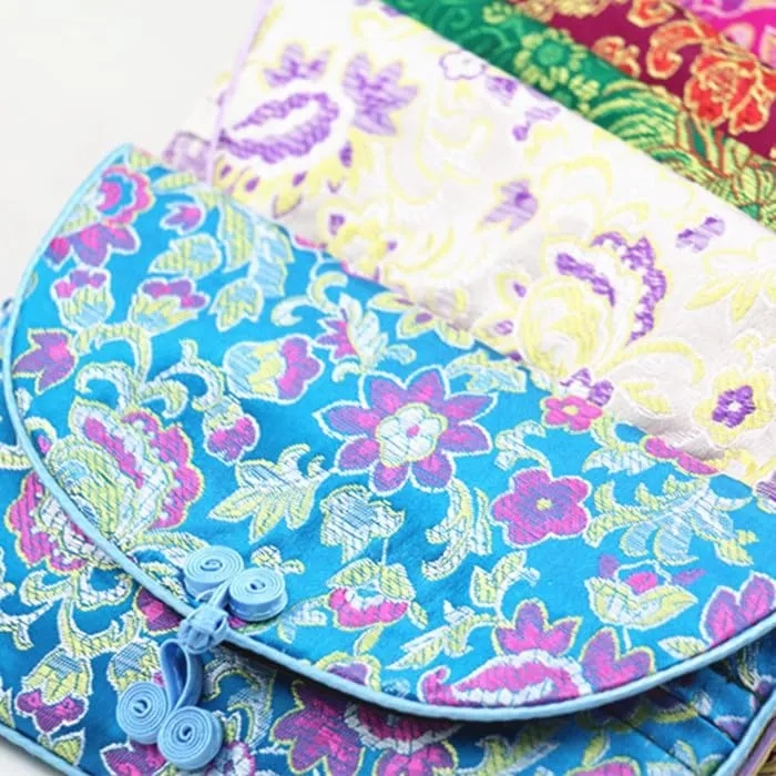 OUSIKA Chinese knot Silk Brocade Zipper 3 Sets Bags Women Travel Jewelry Cosmetic Packaging Bags Coin Purses Credit Card Holders Paper handkerchief Pouches ?) Bags (Color : Mixed color)