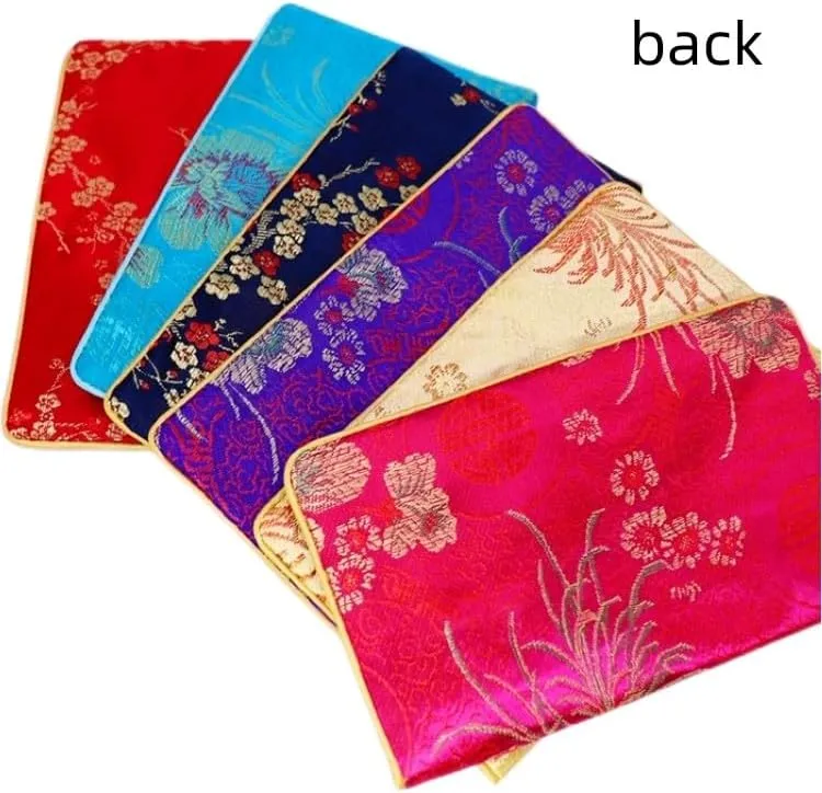 OUSIKA Chinese knot Silk Brocade Zipper 3 Sets Bags Women Travel Jewelry Cosmetic Packaging Bags Coin Purses Credit Card Holders Paper handkerchief Pouches ?) Bags (Color : Mixed color)