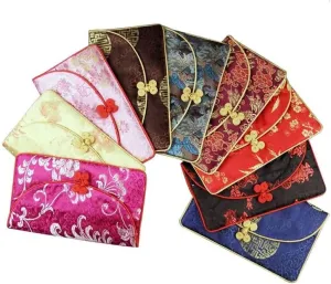 OUSIKA Chinese knot Silk Brocade Zipper 3 Sets Bags Women Travel Jewelry Cosmetic Packaging Bags Coin Purses Credit Card Holders Paper handkerchief Pouches ?) Bags (Color : Mixed color)