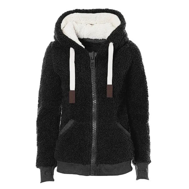 Oversized Sweater 2019 Winter Sherpa Fleece Sweater Oversized 3XL Fluffy Thick Hooded