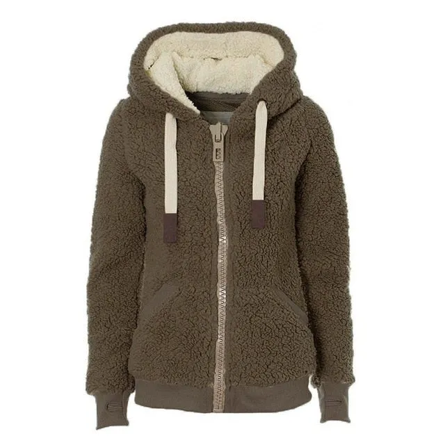 Oversized Sweater 2019 Winter Sherpa Fleece Sweater Oversized 3XL Fluffy Thick Hooded