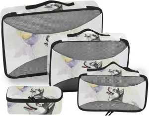 Packing Cubes for Travel 4 Set Strong Husky Balloons Luggage Set Suitcase Organizer Bags Mesh Accessories Storage Pouch Toiletry Packing Cubes