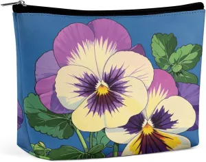 Pansy Perfection Print Cosmetic Bags for Women Men Waterproof Travel Toiletry Bag Large Capacity Makeup Bags PU Leather Cute Makeup Pouch Protable Travel Bag for Toiletries