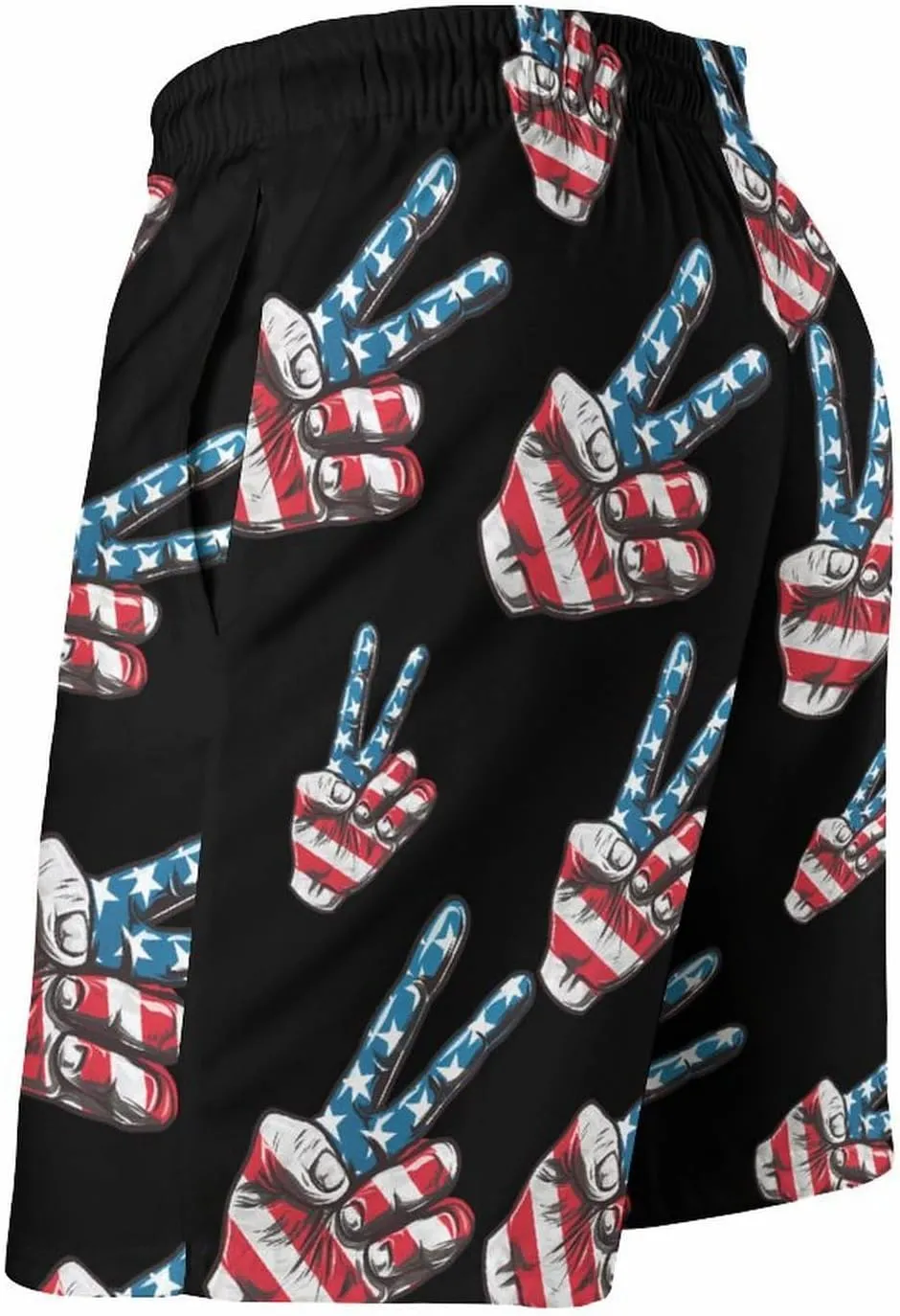 Peace Sign American Flag Men's Swim Trunks Quick Dry Board Shorts Breathable Summer Beach Shorts Bathing Suits