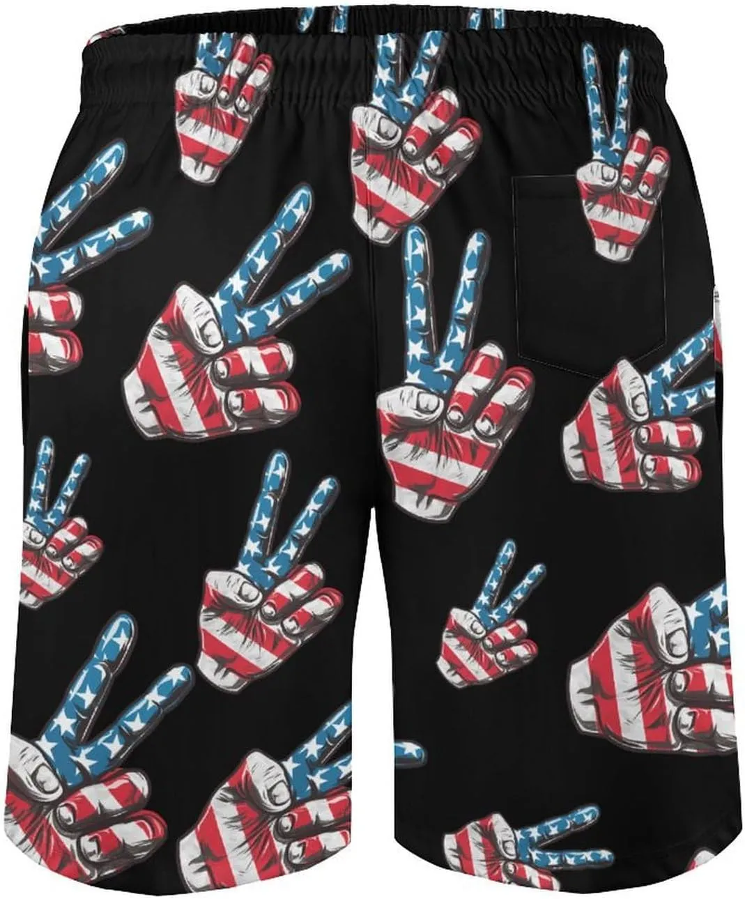 Peace Sign American Flag Men's Swim Trunks Quick Dry Board Shorts Breathable Summer Beach Shorts Bathing Suits