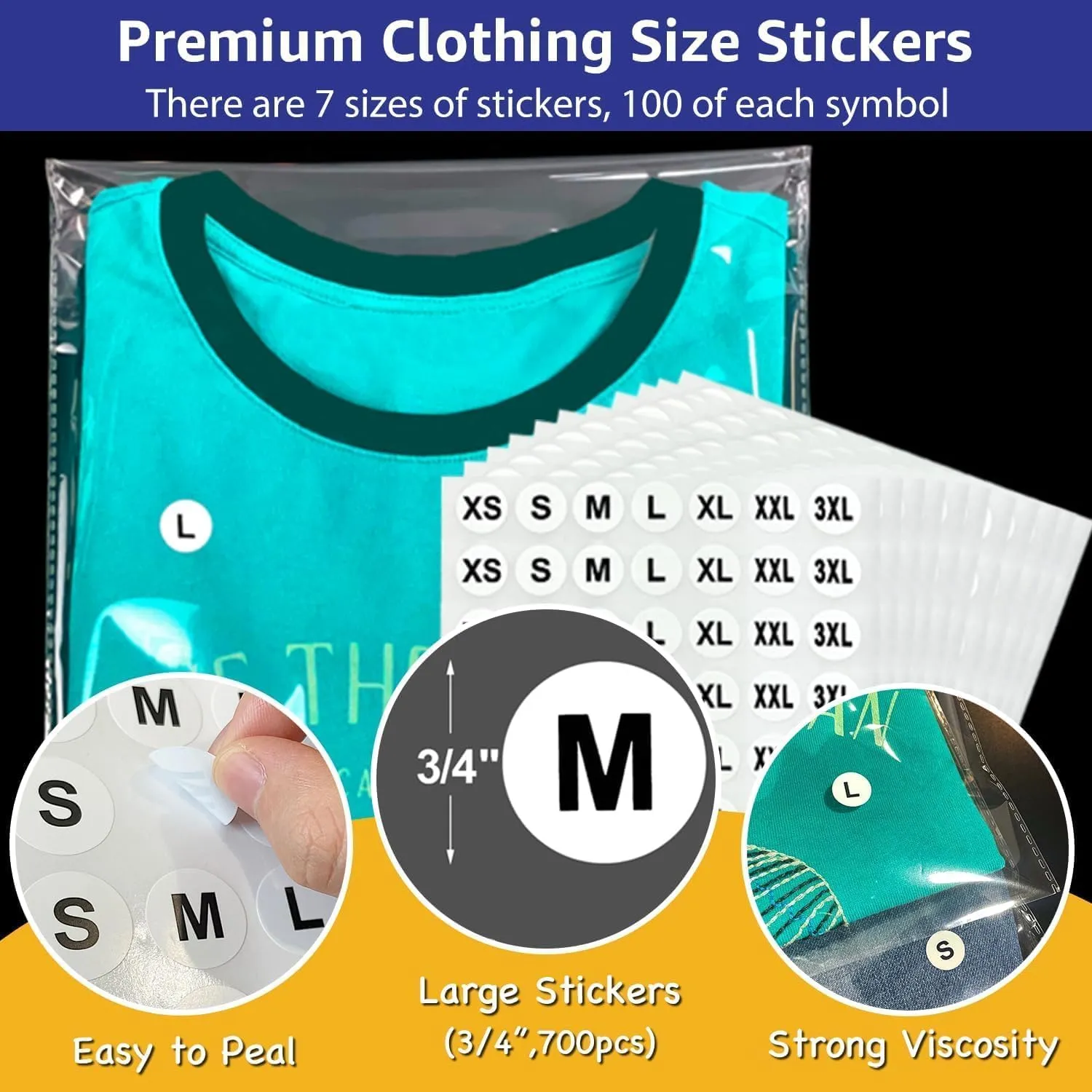 PigPotParty 12" x 15" Clear Plastic T-Shirt Bags with Clothing Size Stickers, 100 Pcs Cellophane Shirt Sleeves Packaging Bags for Small Business, Thick, Self-adhesive & Resealable
