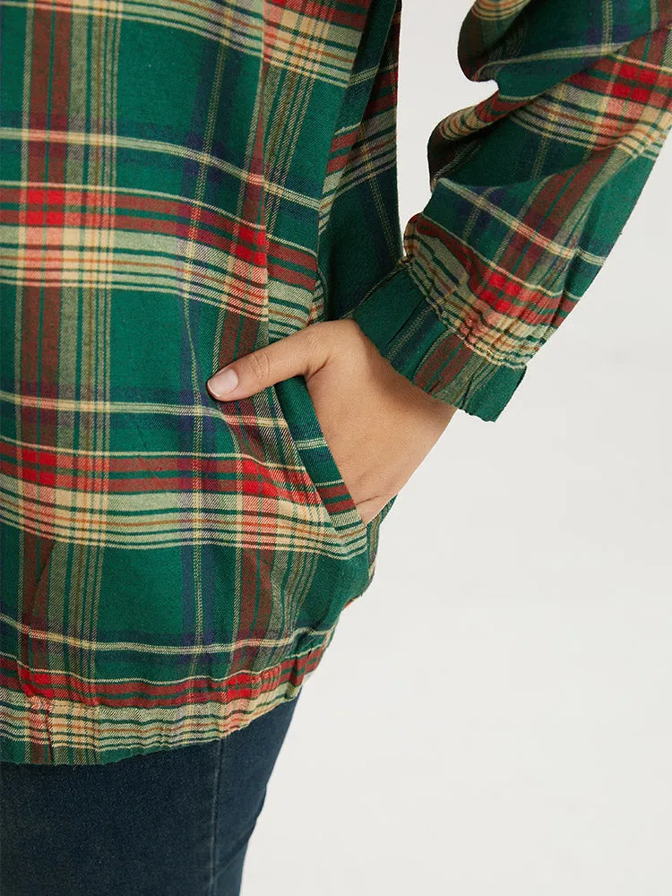 Plaid Contrast Zipper Pocket Jacket