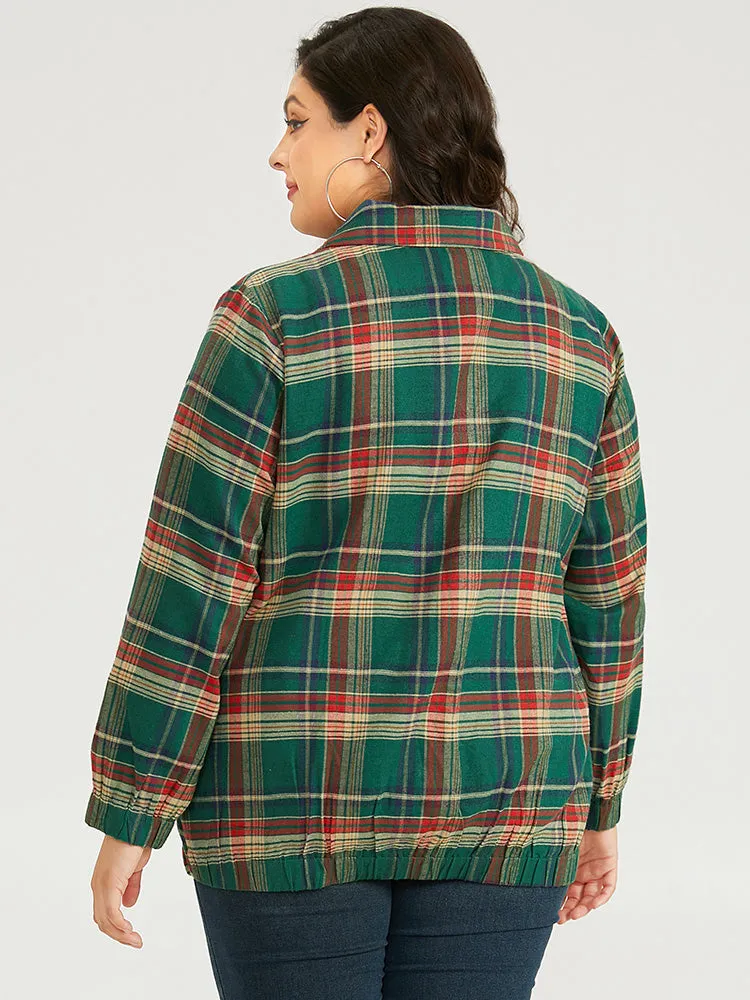 Plaid Contrast Zipper Pocket Jacket