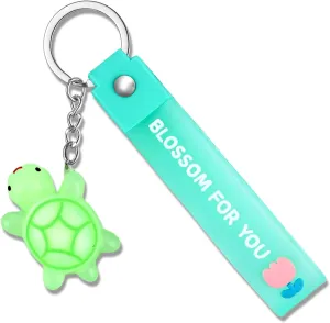 PLwelth Turtle Keychain for Women Girls Cute Sea Turtle Keychain with Wristlet Beach Charms Accessories for Bag Purse Handbag Backpack Personalized Ocean Animal Jewelry Gifts for Her Birthday