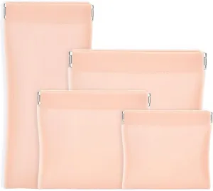 Pocket Cosmetic Bag Squeeze Top, 4 Size Snap Closure Organizer Pouch, Portable No Zipper Self-closing Makeup Pouch, Purse Organizer Pouches, Small Travel Makeup Bag for Cosmetics Jewelry