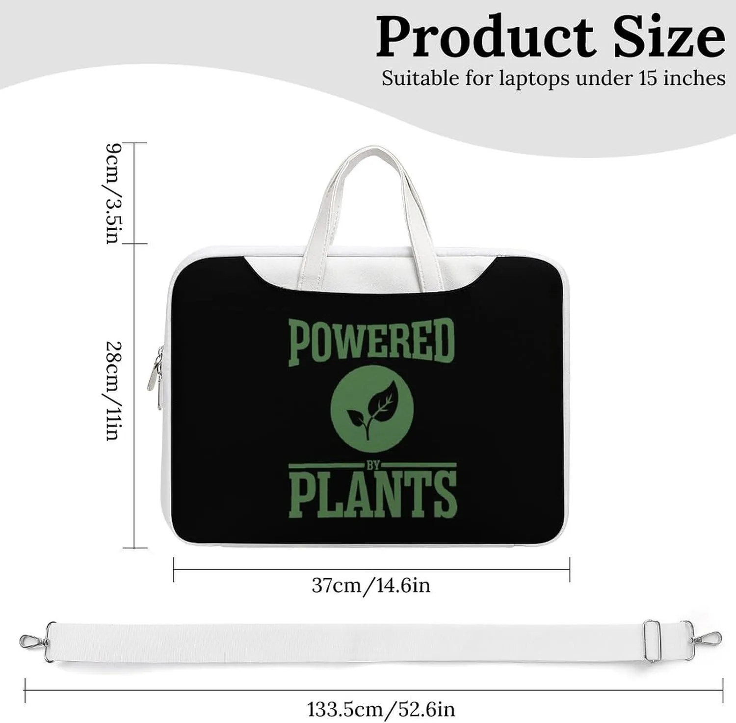 Powered by Plants Leather Bag Laptop Case Slim Water Resistant Computer Bags with Handle Briefcase for Work