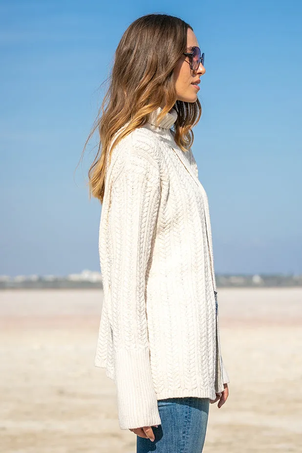 Queencii  Lea Criss Cross Sweater Beige