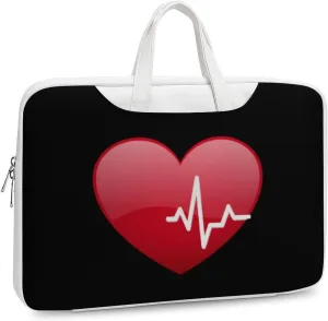 Red Heartbeat Leather Bag Laptop Case Slim Water Resistant Computer Bags with Handle Briefcase for Work
