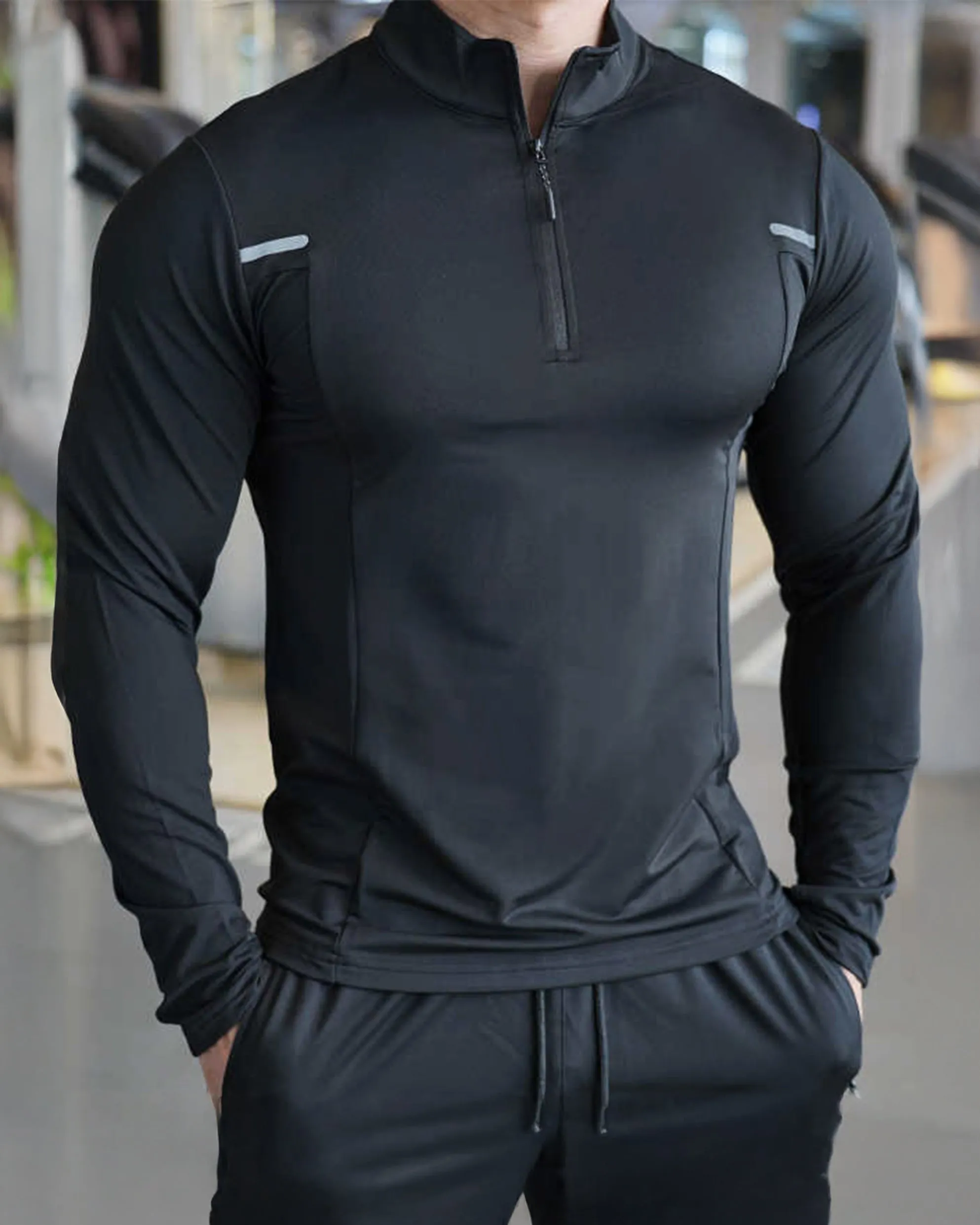 Reflective Performance Quarter-Zip Long Sleeve Shirts