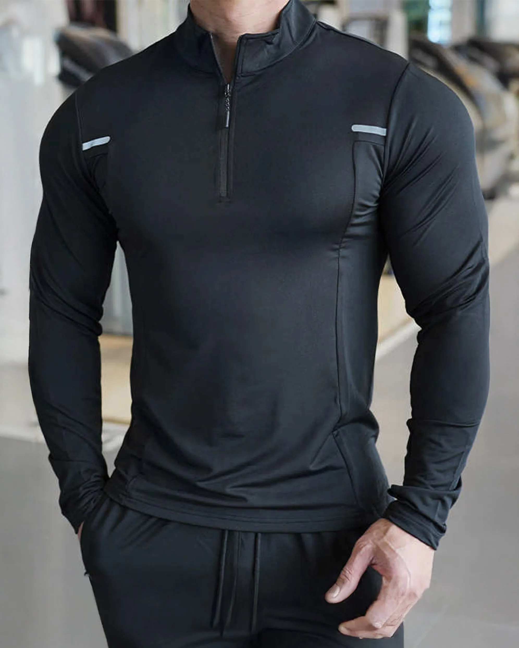 Reflective Performance Quarter-Zip Long Sleeve Shirts