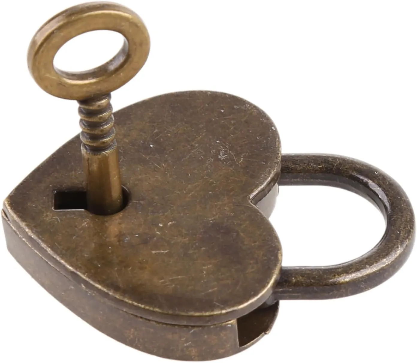 Retro Alloy Heart Shape Lock Padlock Small Luggage Box Lock with Keys Alloy Suitcase Locker Hardware Set