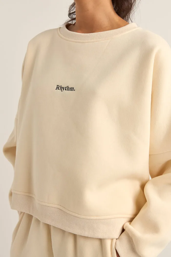 Rhythm Logo Crew Neck Fleece - OATMEAL