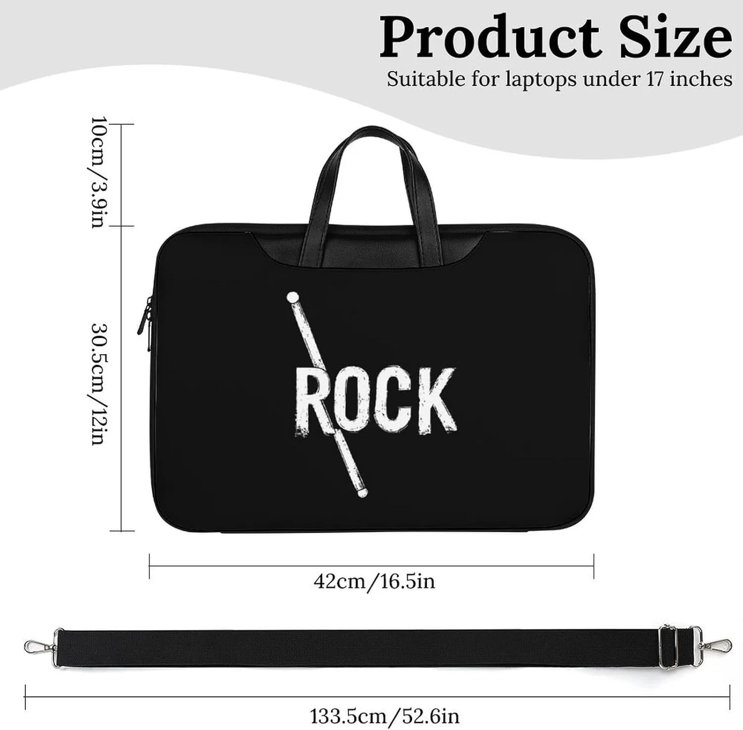 Rock Music Drumsticks Leather Bag Laptop Case Slim Water Resistant Computer Bags with Handle Briefcase for Work