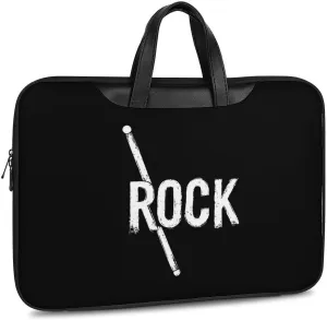 Rock Music Drumsticks Leather Bag Laptop Case Slim Water Resistant Computer Bags with Handle Briefcase for Work