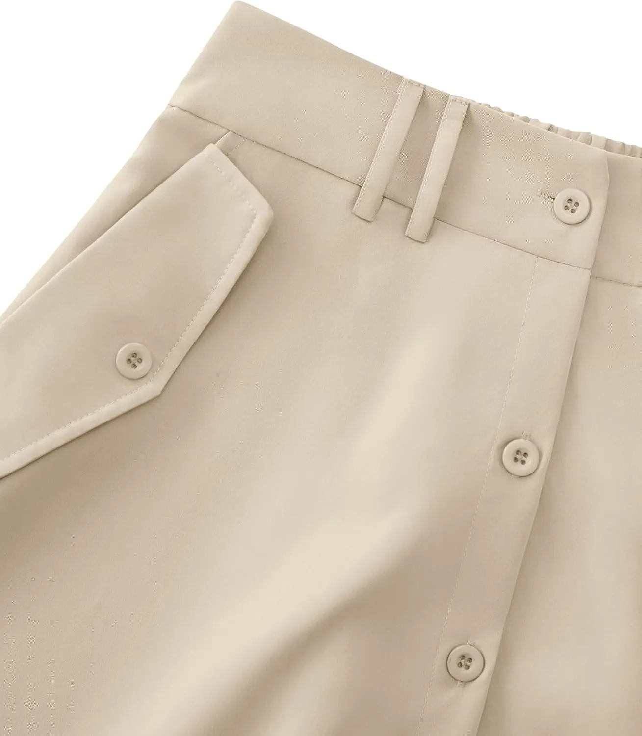 Rooscier Women's Split High Waist Flared A Line Button Down Vintage Pockets Maxi Skirt