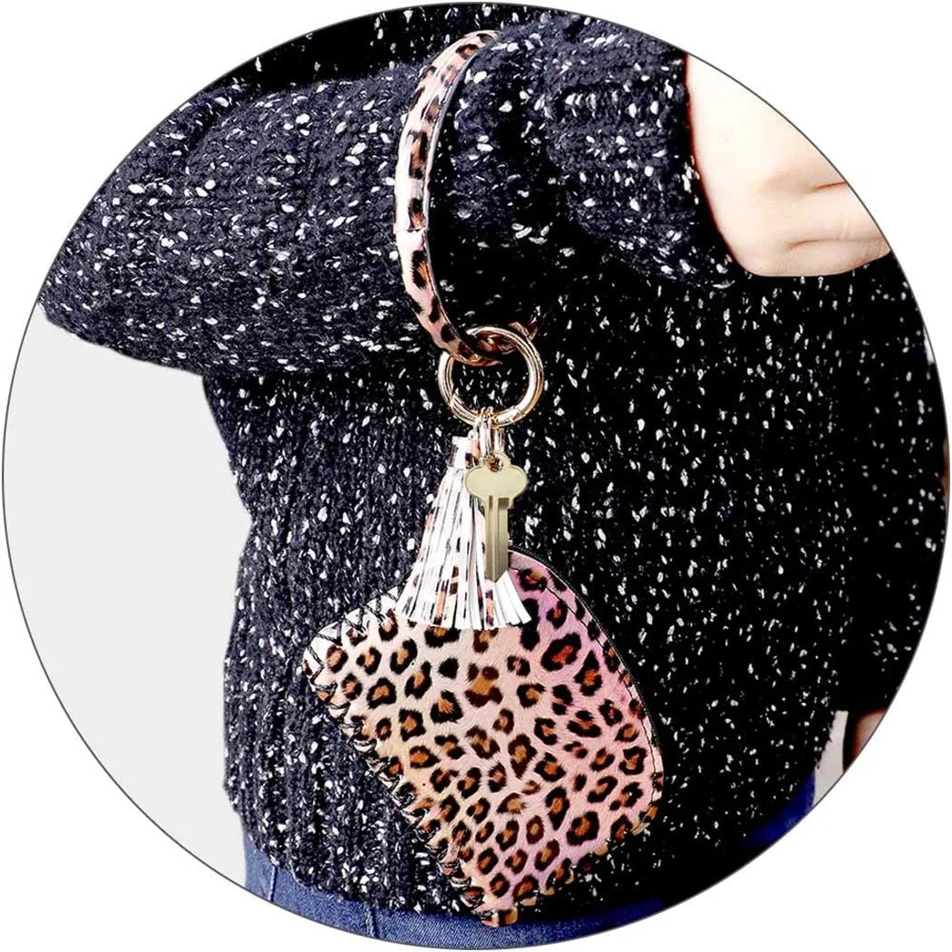 Rosemarie & Jubalee Women's Trendy Travel Wallet On Bangle Bracelet With Tassel Key Ring Clip Holder Wristlet