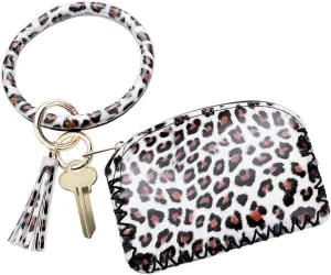 Rosemarie & Jubalee Women's Trendy Travel Wallet On Bangle Bracelet With Tassel Key Ring Clip Holder Wristlet