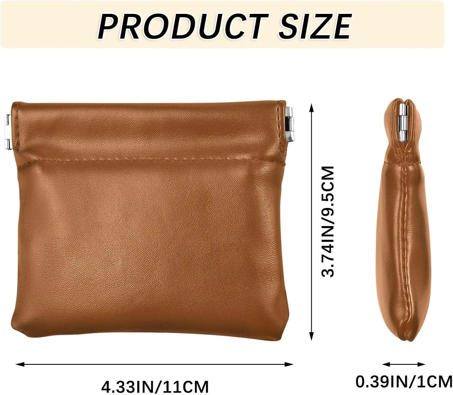 Saddle Brown Women's PU Leather Coin Pouch, Wallet Purse PU Leather Pouch for Purse and Change Purse for Kids