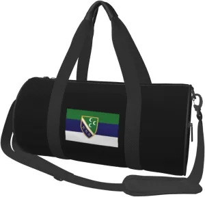 Sandzak Flag Convertible Garment Bag with Shoulder Strap, Carry on Garment Duffel Bag for Men Women - Rolling Foldable for Travel Luggage Bags (Black)