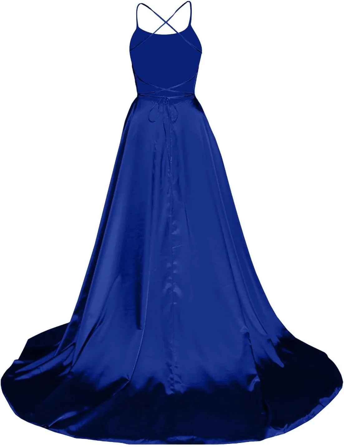 Satin Prom Dresses for Women 2025 Elegant Spaghetti Straps Formal Evening Dress Blackless Maxi Gown with Slit