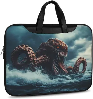 Sea Monster Monstrous Tentacles Leather Bag Laptop Case Slim Water Resistant Computer Bags with Handle Briefcase for Work