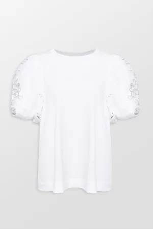 Sequin Tulle Puff Sleeve A-Line T-Shirt