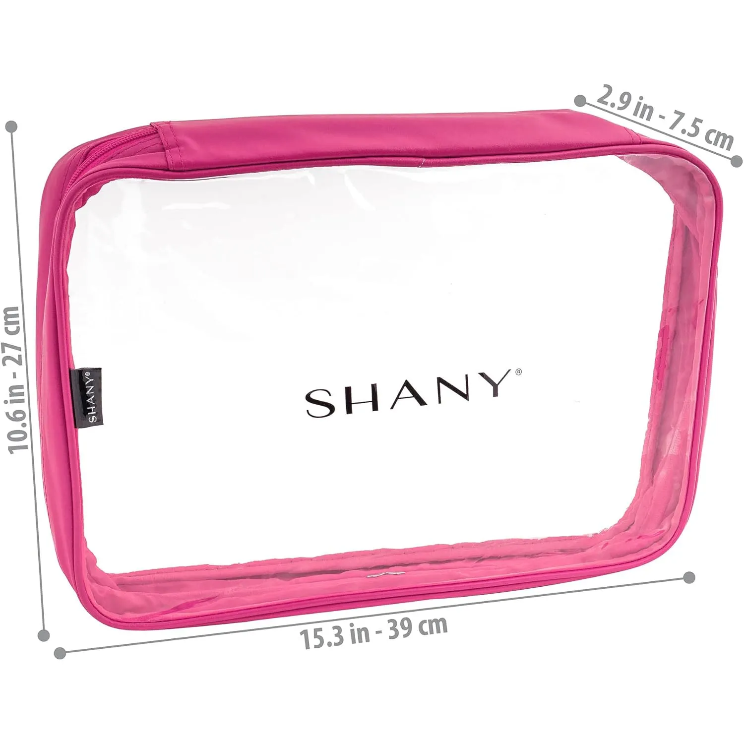 SHANY Clear PVC Cosmetics X-Large Organizer Pouch - Transparent Makeup Toiletry Bag - Make Up Storage Bag for Travel - PINK