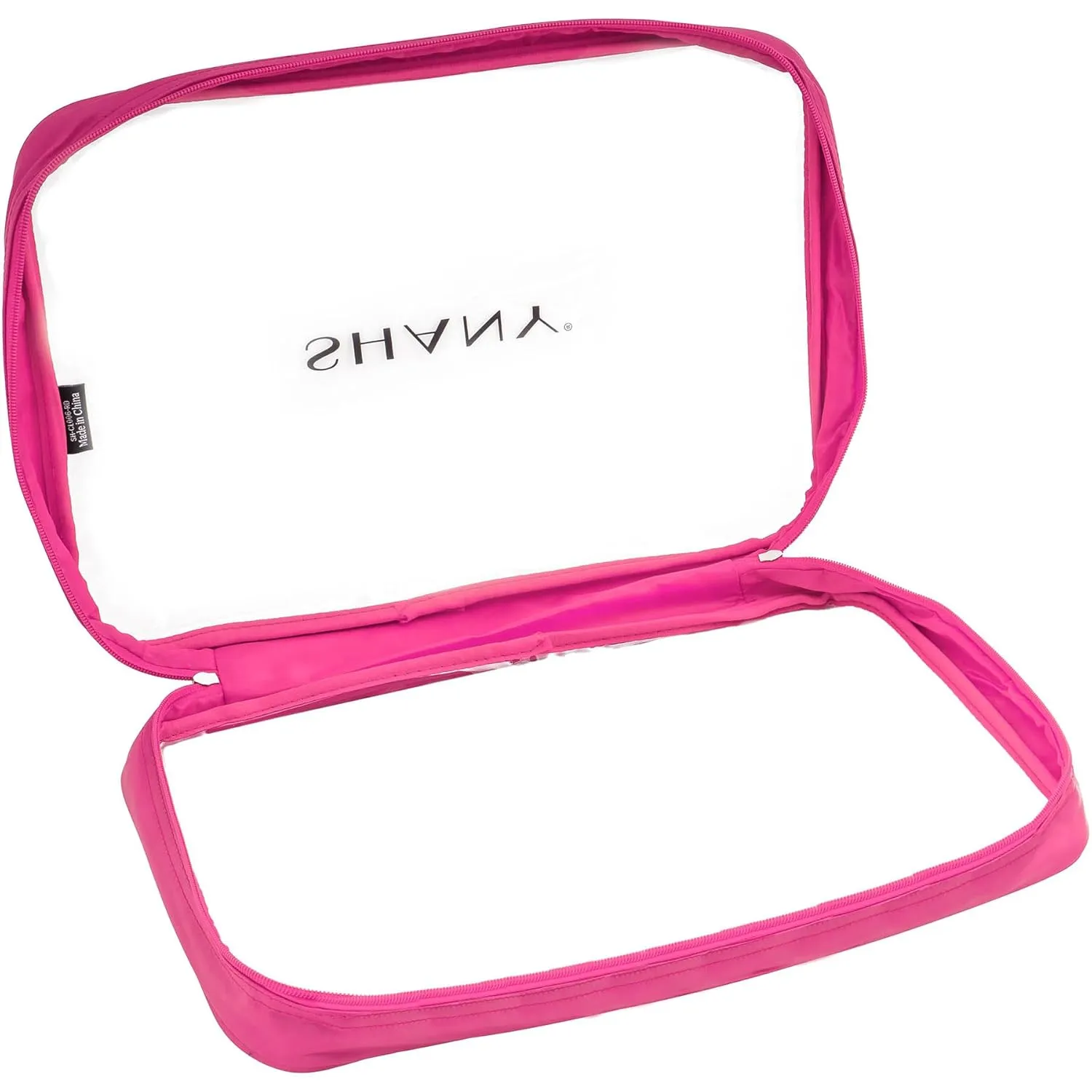 SHANY Clear PVC Cosmetics X-Large Organizer Pouch - Transparent Makeup Toiletry Bag - Make Up Storage Bag for Travel - PINK