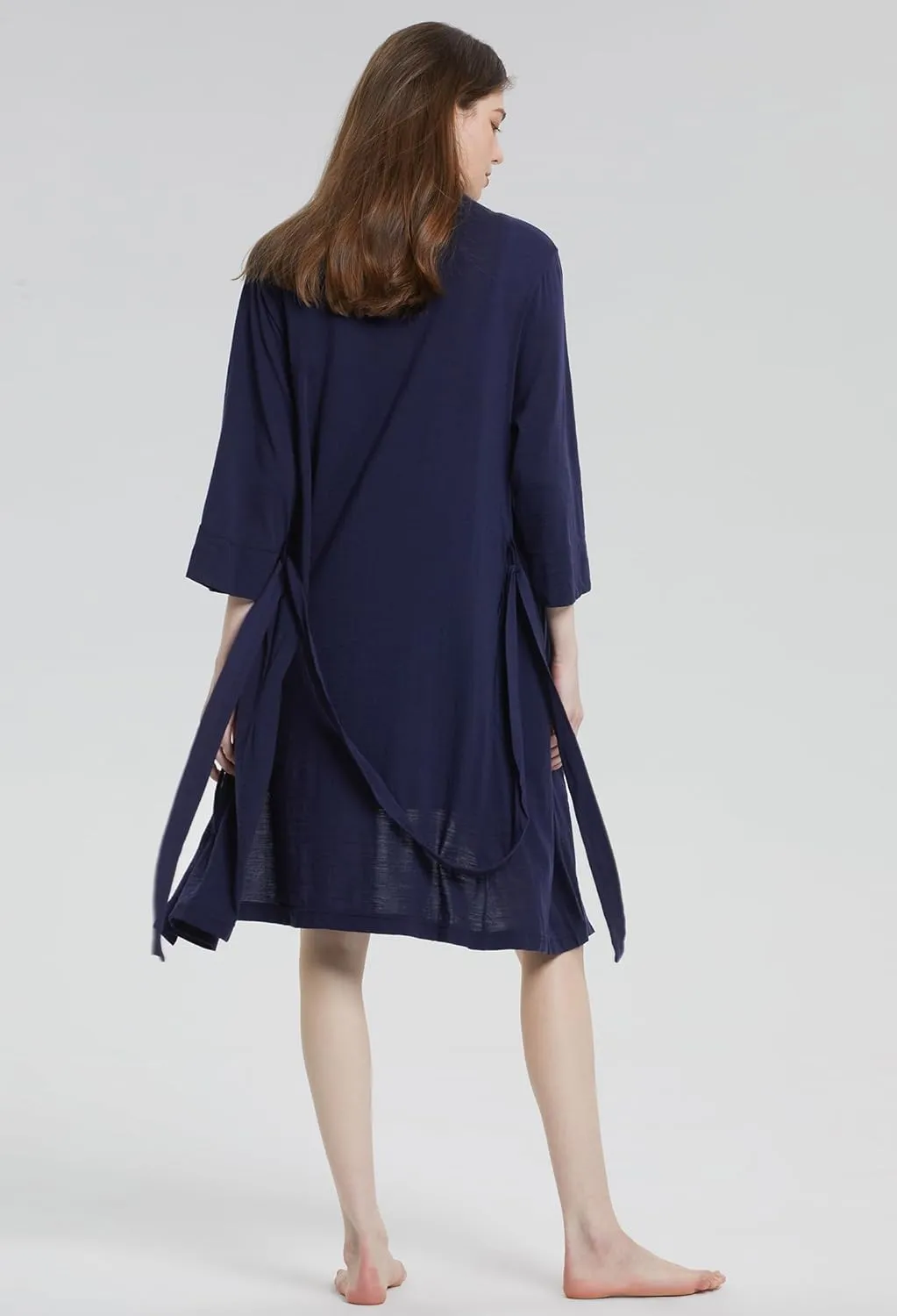 SIORO Women's Wool Robe, Short Bathrobe, Lightweight Loungewear with Pockets, Plus Size Sleepwear for Spa, Resort & Hotel