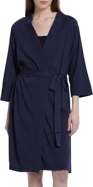 SIORO Women's Wool Robe, Short Bathrobe, Lightweight Loungewear with Pockets, Plus Size Sleepwear for Spa, Resort & Hotel