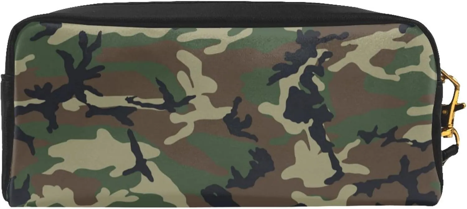 Small Makeup Bag for Purse Women, Mini Cosmetic Bag with Wrist Strap, Small Toiletry Bag Travel Pouch Compatible with Green Camo Army Camouflage 3D Print for Halloween Christmas Gift