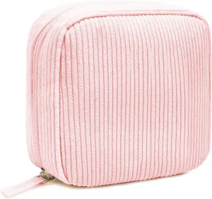 Small Makeup Bag for Women, Mini Corduroy Cosmetic Bag Zipper Cute Travel Toiletry Essentials Bag Makeup Pouch for Purse Makeup Organizer Bag Makeup Storage Bag for Headphones Jewelry