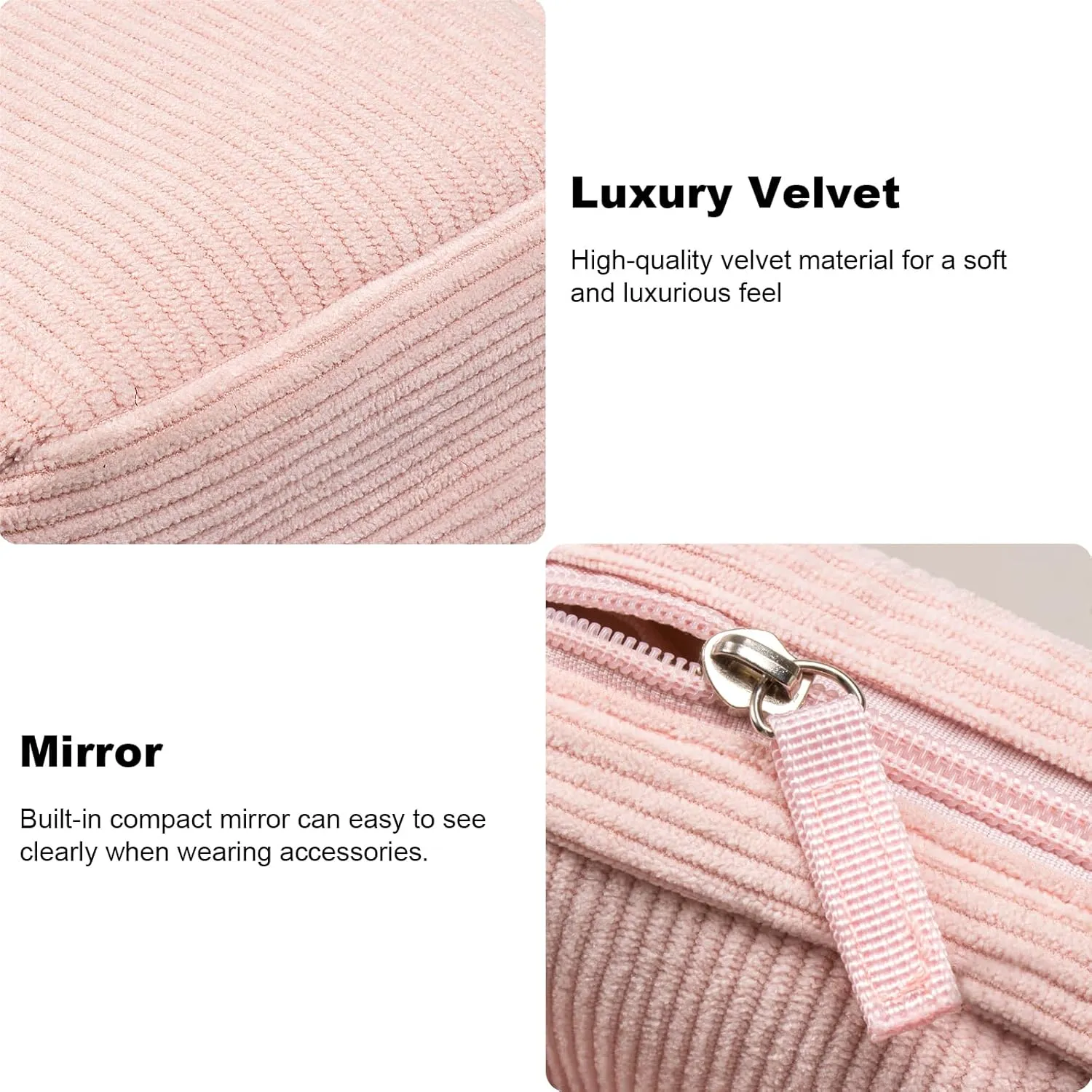 Small Makeup Bag for Women, Mini Corduroy Cosmetic Bag Zipper Cute Travel Toiletry Essentials Bag Makeup Pouch for Purse Makeup Organizer Bag Makeup Storage Bag for Headphones Jewelry