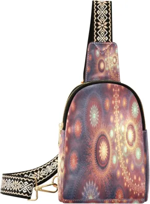 Small Sling Bag Waist Packs Leather Crossbody Packs Chest Bag Abstract Fractal for Women Travel Belt Purse