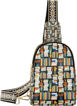 Small Sling Bag Waist Packs Leather Crossbody Packs Chest Bag Colorful Books for Women Travel Belt Purse