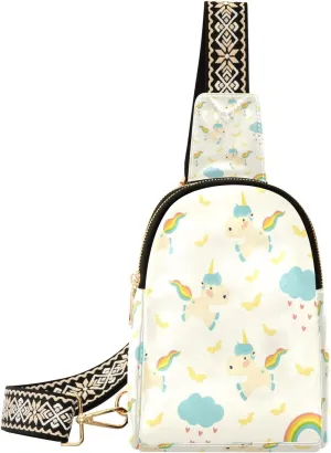 Small Sling Bag Waist Packs Leather Crossbody Packs Chest Bag Running Unicorn for Women Travel Belt Purse