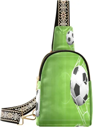 Small Sling Bag Waist Packs Leather Crossbody Packs Chest Bag Soccer Or Football Sports for Women Travel Belt Purse