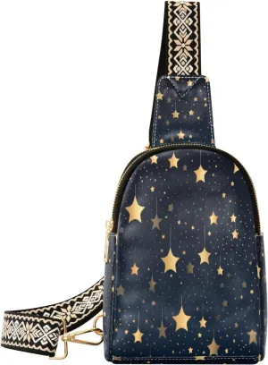Small Sling Bag Waist Packs Leather Crossbody Packs Chest Bag Star for Women Travel Belt Purse