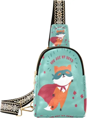 Small Sling Bag Waist Packs Leather Crossbody Packs Chest Bag Super Fox for Women Travel Belt Purse
