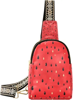 Small Sling Bag Waist Packs Leather Crossbody Packs Chest Bag Watermelon for Women Travel Belt Purse