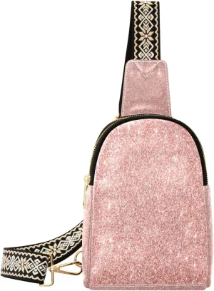 Small Sling Bag Waist Packs Leather Crossbody Packs Chest Bag White Pink for Women Travel Belt Purse
