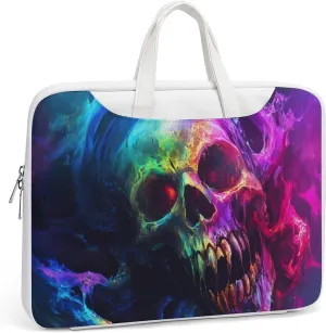 Smog Skull Horror Psychedelic Leather Bag Laptop Case Slim Water Resistant Computer Bags with Handle Briefcase for Work